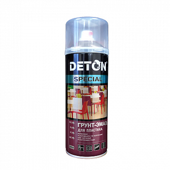 DETON Аэрозольный баллон Грунт-эмаль для пластика СЕРЫЙ, 520 мл