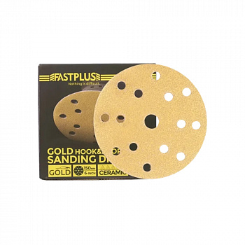 FASTPLUS GOLD B15 Шлифовальный круг на липучке 150мм 15 отв. Р150